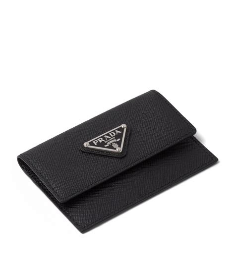 prada color-block textured-leather cardholder|Black Saffiano Leather Card Holder .